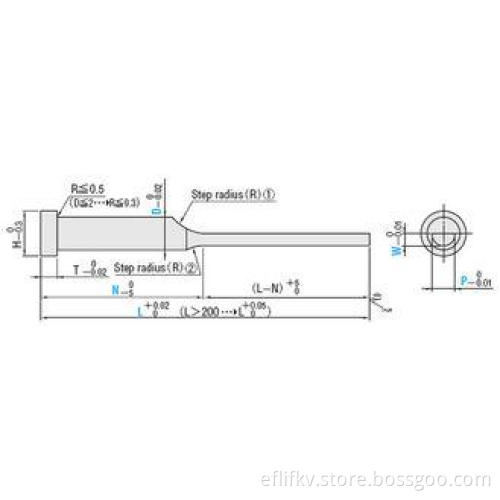 D - Shaped MISIMI Mold Ejector Pins 4mm Head Stepped Type S